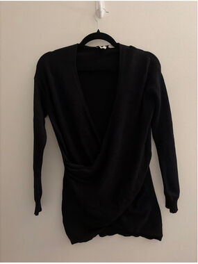 Women's Anthropologie Black Wrap Sweater XS